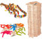 Holz Bausteine Modell & Inhalt frei wählbar XL Set 400 Stück - Holz - Bausteine - Natur & BUNT - incl. Name - ideal für Domino Rally - Bunte Steine & NA..