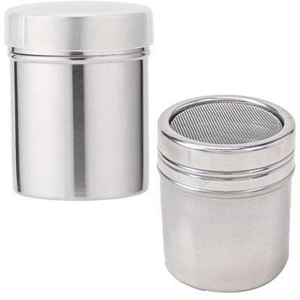 Saupoudreur de cacao et de sucre en poudre, saupoudreuse à farine, sucre en poudre, pratique avec couvercle pour cacao, farine, cannelle, plus encore, cappuccino, café, pâtisserie, tamis à structure