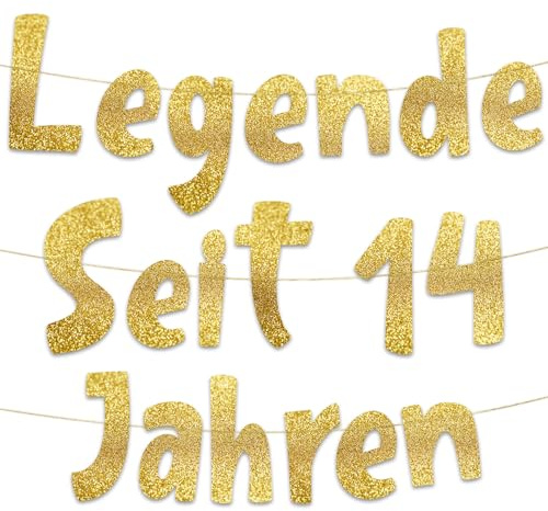 14. Geburtstag Girlande Legende Seit 14 Jahren Gold Glitzer – Lustige Geburtstagsdeko, Party Deko, Geschenke & Zubehör für Sie & Ihn