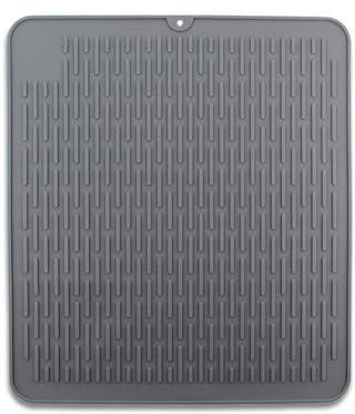 KIXZSAZ Tapis de séchage pour Vaisselle Assiettes Pliables Flexibles résistantes à la Chaleur Vaisselle égouttoir Tapis de Table réutilisable antidérapant, Gris