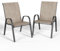 UDPATIO 2er Set Stapelbare Gartenstuhl, Hochlehner Stapelstühle aus Textilene und Metallgestell, Atmungsaktive Terrassenstühle für Balkon, Terrasse, Garten, Braun