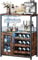 Garvee Weinschrank Weinregal Industrial mit Led Licht Barschrank mit Verstellbarem Weinregal und Glashalter Getränkeaufbewahrung Weinbarschrank für Küche Esszimmer Wohnzimmer 70x35x92cm Retro