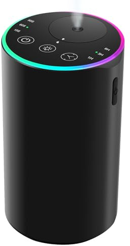 Waterless diffuser, Essential Oil Diffuser, 7 Colors LED Light, Battery Powered Mini Scent Air Machine, Aromatherapy Mist Diffuser for Home Room Car Office (black)