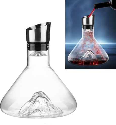 Decantador de vino, decantador de vino tinto, jarra de vino tinto con aireador integrado, decantador de vino, decantador de cristal de cristal 100% soplado a mano, sin plomo, para casa e invitados