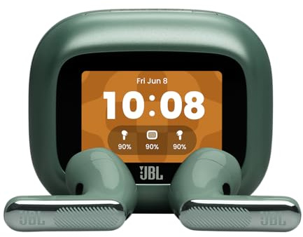 JBL Live Flex 4 Auricolari Wireless con Cancellazione del Rumore, Verde | Bluetooth 6.0, Autonomia di 50 Ore, Impermeabilità IP54, Smart Charging Case, Inconfondibile Suono JBL e Suono Spaziale JBL