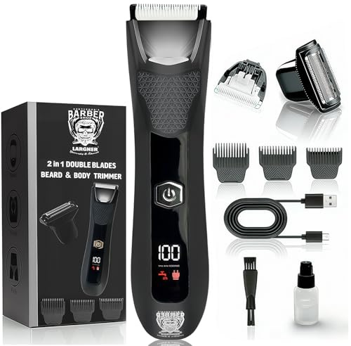 Rasoir électrique 2 en 1 pour homme, tondeuse poils pubiens et corporels | Lames en céramique et aluminium, Étanche, Écran LED