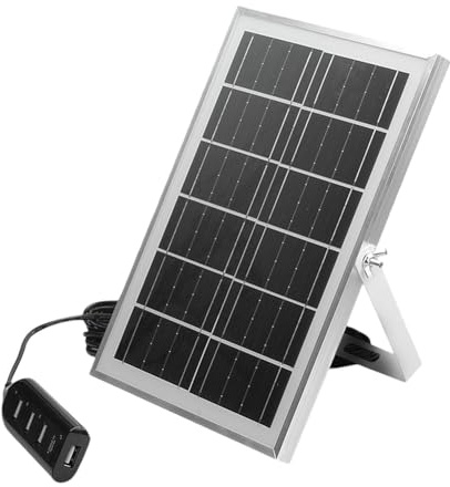 Autilyshop Caricatore monocristallino a pannello solare da 5 V 8 W con 4 porte USB e staffa regolabile per campeggio, escursionismo, viaggi, telefoni cellulari, power bank, luci, ventilatori