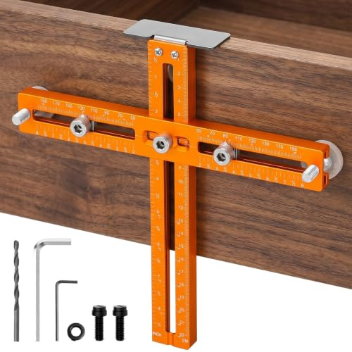 Cabinet Hardware Jig Kitchen Door Handle Jig Cabinet Handle Installation | Cabinet Template Tool Aluminum Alloy Drill Guide Jig Drilling Doweling Tools for Handles Pull Knobs on Drawer & Cabinet