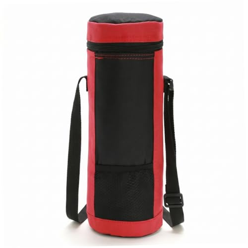 Syglawnd Bolsa térmica para Botellas Portabotellas de Agua con Aislamiento de 1, 5 l para Exteriores, Rojo, Tela Oxford con Correa Ajustable