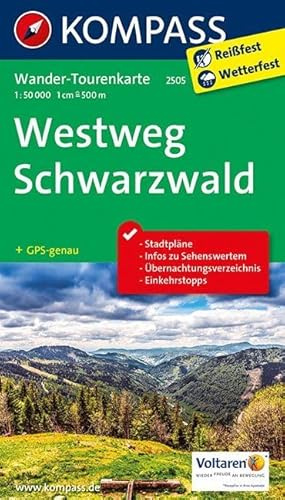 Westweg Schwarzwald: Wander-Tourenkarte. GPS-genau. 1:50000 (KOMPASS-Wander-Tourenkarten, Band 2505)