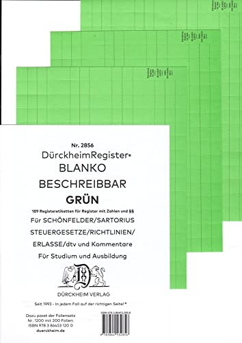 DürckheimRegister® BLANKO-GRÜN beschreibbar für deine Gesetze: 189 beschreibbare Registeretiketten in HoffnungsGrün (Papier) für Gesetzessammlungen ... • In jedem Fall auf der richtigen Seite ®