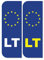 Pack of Two LT Lithuania Euro Car Number Plate Stickers 104mm by 35mm