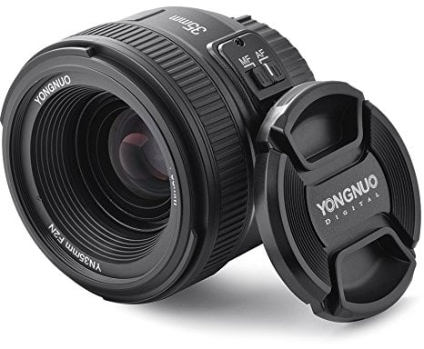 YONGNUO YN35 35mm F2.0 Weitwinkelobjektiv Große Blende Automatische manuelle Scharfeinstellung AF MF für Nikon DSLR Kameras + NAMVO Blitzdiffusor