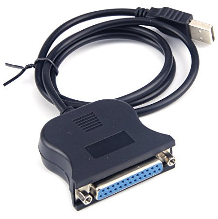 USB a 25 pines DB25 Cable de impresora paralelo Adaptador de cable convertidor PC LPT negro
