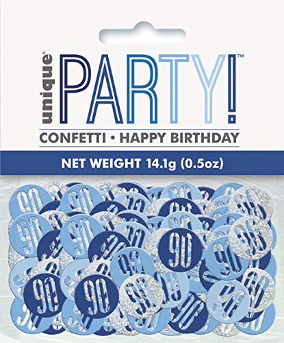 Unique 83845 Blue Prismatic 90th Birthday Confetti, 5 oz 1 Pack, Age 90
