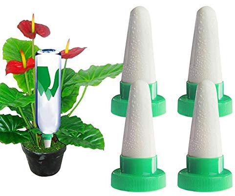 BETOY Cono de riego para Plantas Juego de 4 espigas de Cono de riego automático de cerámica, abrevadero para árboles de Flores en macetas para Interiores y Exteriores y riego por Goteo