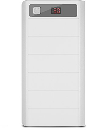 Oumij Portable Charger 20000mAh 8 x 18650 Batteries Power Bank Kit Case Shell Dual USB + Type-C + Micro USB Port for iPhone, Samsung and Other Devices(White)