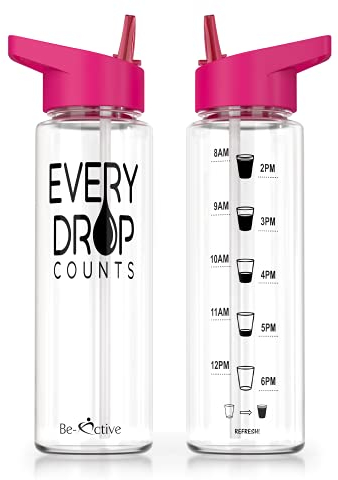 Be-Active Sportflasche | Motivational Sport Trinkflasche BPA-frei Hydrat | Tritan | 750ml Sportflasche | Wasserflasche | Zeitmarkierungen