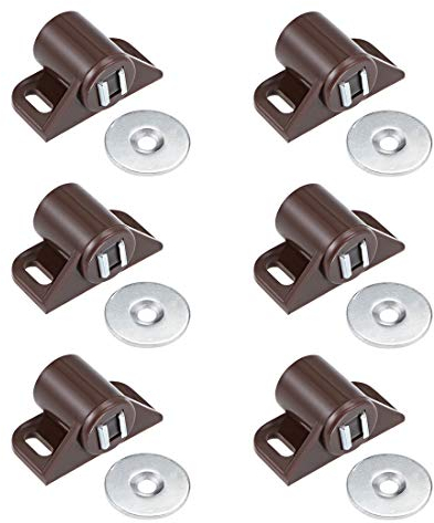 sourcing map Loquet Magnétique Aimant Porte Placard pour Ferme Porte Armoire meuble Marron 6Pcs