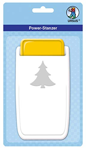 Ursus 19760025 - Power Stanzer groß, Tannenbaum, Motivbreite ca. 3,8 cm, aus Kunststoff mit Metallstanze, für verschiedene Papierstärken und andere Materialien