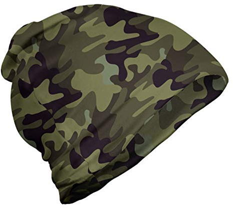 ABAKUHAUS Khaki Unisex Beanie, Camouflage Motiv Camo Stains, Wandern im Freien, Army Green Slate Brown