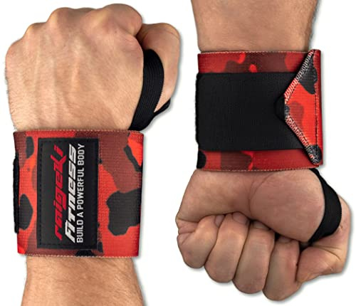 Raigeki Fitness Handgelenk Bandagen [2er Set] Extra starker Halt (+ Trainingspläne) Handgelenkbandagen für Krafttraining - Wrist Wraps für Frauen und Männer