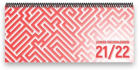 Lehrer-Tischkalender 2021/22 XL - 1 Woche - 2 Seiten (Juli 2021 - September 2022): 14,5 x 32,5 cm, quer, Labyrinth, rot