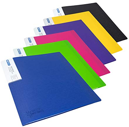 Rapesco 1646 Sichtbuch mit Antibakteriellem Schutz, 20 Hüllen, A4, Sortierte Farben, 6er Pack