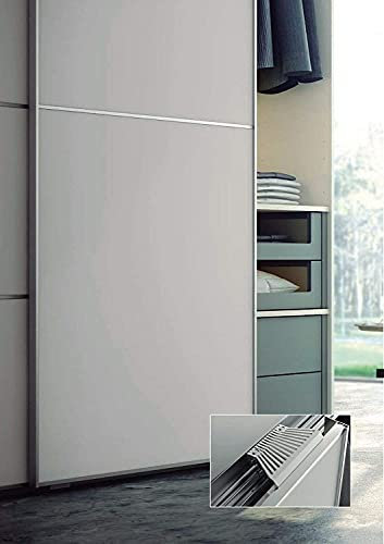 Kit de herrajes para puerta corredera, armario, armario 2-3-4 puertas 85 kg freno suave apertura/cierre… (3 puertas + kit cortinas puerta, blanco)