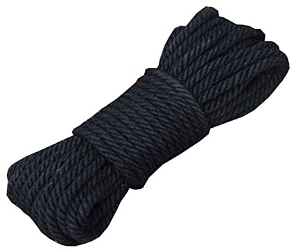 ZEALMAX Cuerda de cáñamo natural de 20 m x 8 mm (65 pies x 0.31 pulgadas), cuerda de yute gruesa para decoración del hogar, jardinería, manualidades de bricolaje, color negro