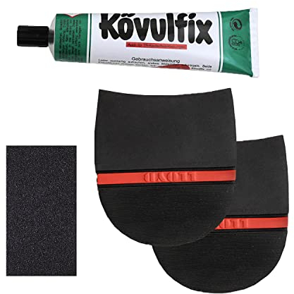 Langlauf Schuhbedarf 1 Paar Lloyd Absätze für Straßenschuhe - Reparatur-Set schwarz/Repair Sole Pad/Kövulfix Absatzkleber/ausführliche Anleitung/Premium Set Gr.VIII-(B106,0xL107,0xd6,5mm)