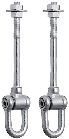 Screws City Lot de 2 crochets de balançoire M12 x 130 mm en acier galvanisé pour cadre d'escalade pour poutres plates et rondes avec fixations à manille