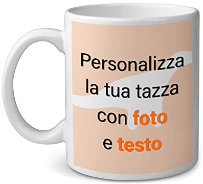 PHOTOCITY Tazza bianca in ceramica personalizzabile con foto e testo - tazza 325ml da personalizzare con logo Idea Regalo per Festa della Mamma/papà, San Valentino, Compleanno e Natale