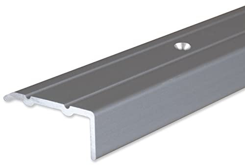 PROVISTON nez de marche | Alu anodisé | argent | Largeur 24,5 mm | Hauteur 10 mm | Longueur 1000 mm | À visser | Nez de marche escalier | Cornière escalier | 1 pièce