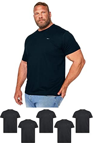 BadRhino Big & Tall 5 Pack Black Core Tee Crew Neck Short Sleeve T-Shirts - Men's - M to 8XL Black 5-6XL