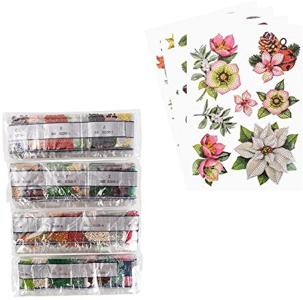 Ideen mit Herz Diamond Painting Sticker | 4 Bogen in DIN A4 | Aufkleber einzeln abziehbar | inkl. Schmucksteine (Winter & Weihnachten 2)