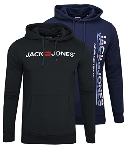 JACK & JONES Herren Kapuzenpullover Sweat Hoodie 2er, Blau/NB-DU, XL