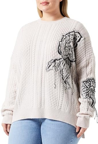 REPLAY Pull tricoté en laine pour femme, Rose pâle 003 (Blanc), XS