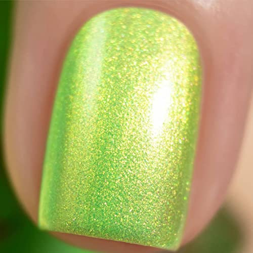 Vishine Holographic Color Gel Nail Polish, 16ml Green with Glod iridescence and Flashes Shimmers Nail Gel Hologram Gel Nail Polish UV LED Lamp Cured for Nail Slaon Home 0.54Oz