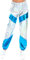Damen Metallic Glänzed Hose Elastischer Sporthose Locker Holographische Sweathose Jogginghose Hologram Laser Baggyhose Disco Clubwear Hip Hop Punk Jogger Sweatpants Streetwear Laser Silber + Blau M