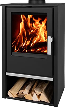 7,6 kW Kaminofen Bruno Uros - Schlichter Holzofen aus anthrazit-farbenen Stahl