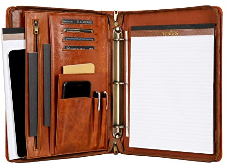 Schreibmappe A4 Leder, Leder Portfolio Padfolio, Leder Binder, 3 Ringbuch Padfolio, Konferenzmappe A4 für Männer, Handgefertigtes Personalisiertes Portfolio Notizbuch für Frauen