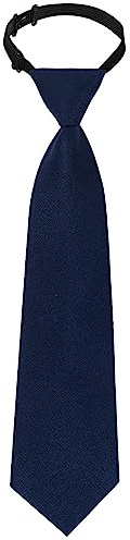 Sucrain 1pcs Boy's Necktie Pre-tied Adjustable Neck Strap Tie for Wedding Graduation School Uniforms (Navy Blue)