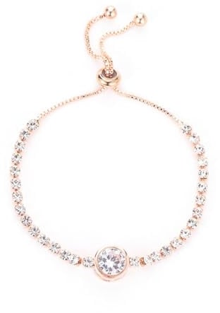Cubahop Cristalli Cuore Tennis Bracciali Amicizia Hand Accessori Gioielli per le Donne e Ragazze (Oro rosa-Rotondo)