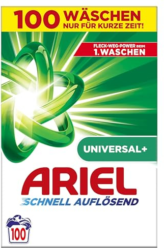 Ariel Schnell Auflösendes Pulverwaschmittel Universal+ 6 kg, 100 Waschladungen, Ausgezeichnete Fleckenentfernung