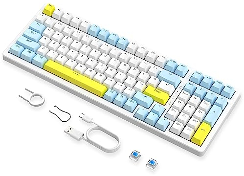 MAGIC-REFINER K3MAX Gaming Tastatur, Mechanisch Tastatur 18 RGB Hinterleuchtet Kabelgebunden, Apex Pro TKL Tastatur Hot Swap 100 Tasten mit Numpad, Anti-Ghosting, Eva Schaum, Blaue Schalter, Win/Mac