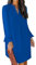 JOCAFIYE Frauen Kerbsche V-Ausschnitt Volant Langarm Casual Kurze Tunika Kleid Royal Blue L