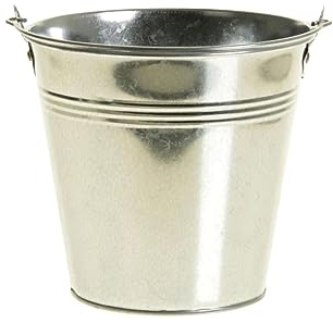 INNA-Glas Zinkeimer DEVIS mit Henkel, Silber, 9,6 cm, Ø 11 cm | Dekotopf/Zink Eimer