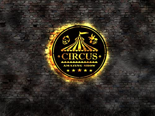 LED Wandbild Leuchtschild Circus Zirkus Schild Zirkuszelt Clown Tiere Kindercircus Domteur