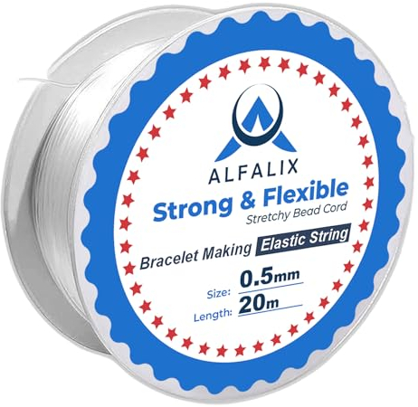 20mx0.5mm Clear Elastic for Bracelet Making Strong & Stretchy Elastic String, Durable & Transparent Thread, Bracelet elastic for Jewellery making Beading & DIY Craft Projects Bracelet String